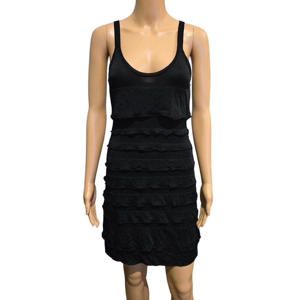 Guess by Marciano Black Layered Ruffle Dress Medium